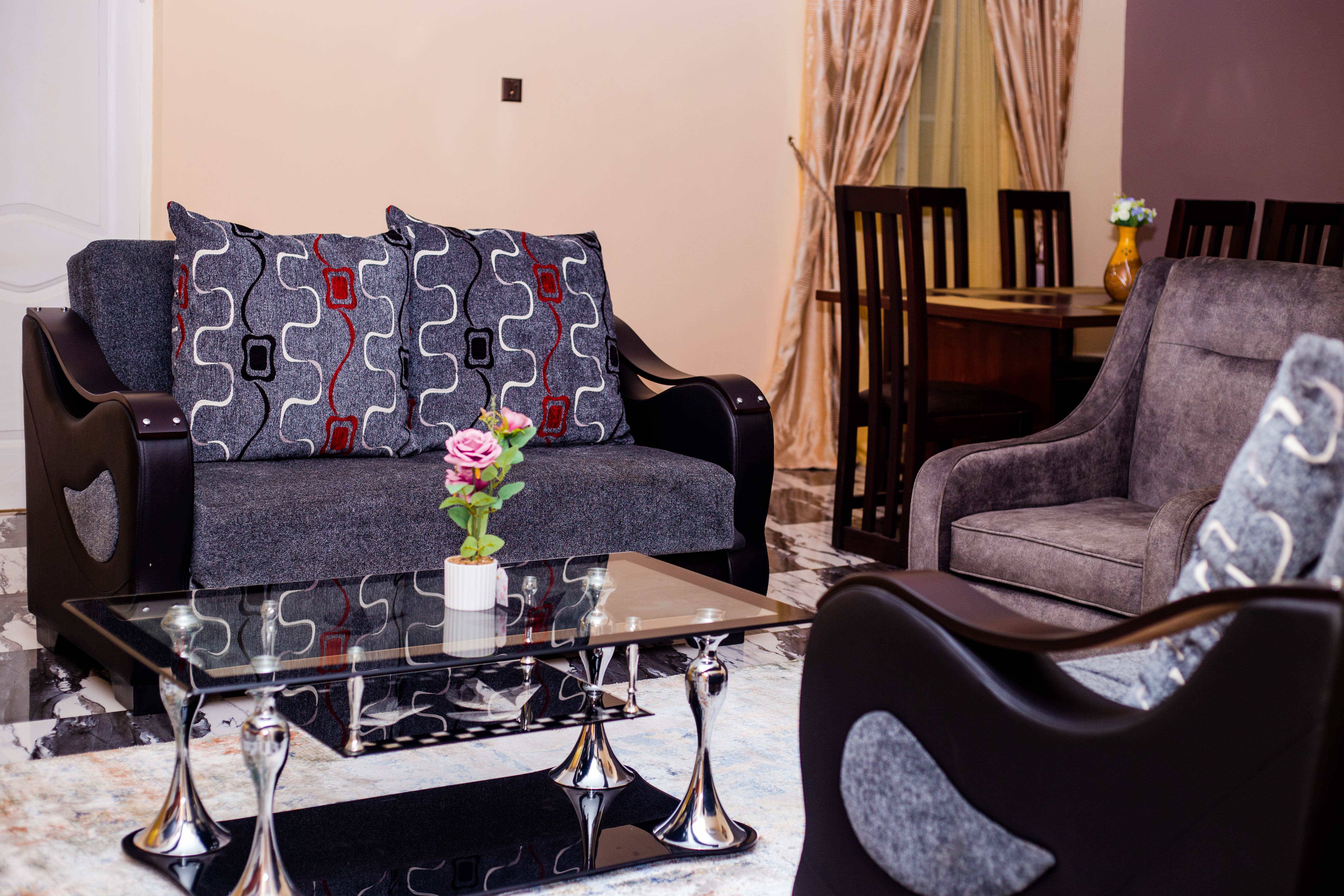 Furnished living room in Grace Wing